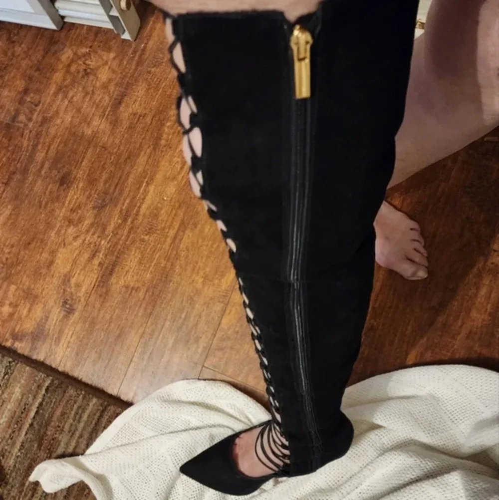 Robert Durville Thigh High Laced Boots 10‎